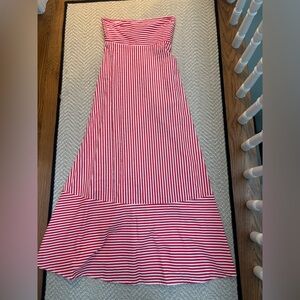 Striped red and white strapless maxi dress. Size smal. Worn once!